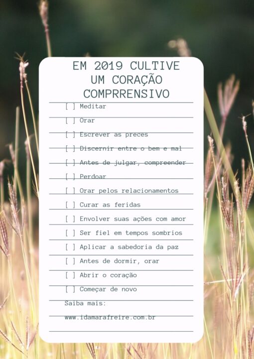 2019 Um ano para cultivar um coração compreensivo